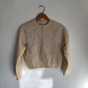 Vintage Prince Scott beaded crewneck cashmere cardigan! Medium (38)